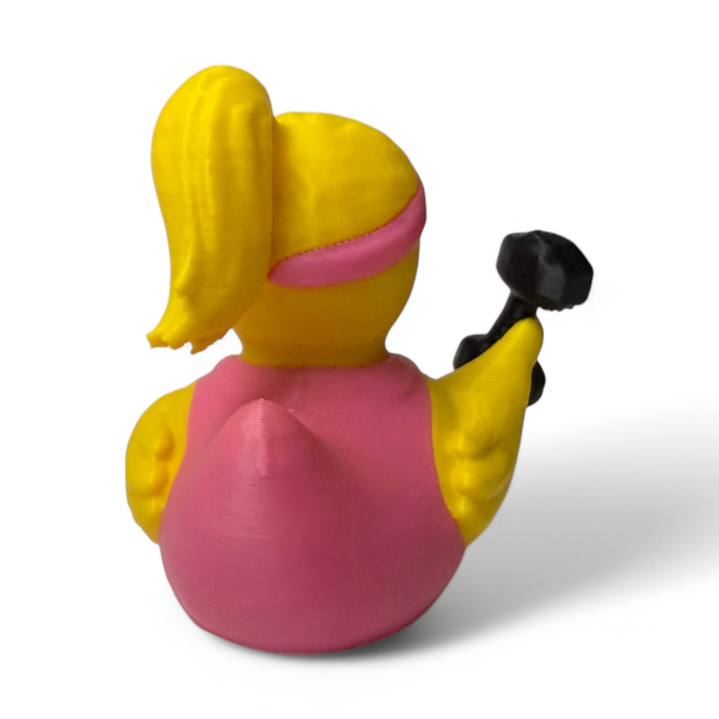 Gym Girl Duck – 3D-Printed Fitness Duck with Headband, Dumbbell & Sass 3D-Printed Duck - Jeep Accessory - Rubber Duck - Great for ducking