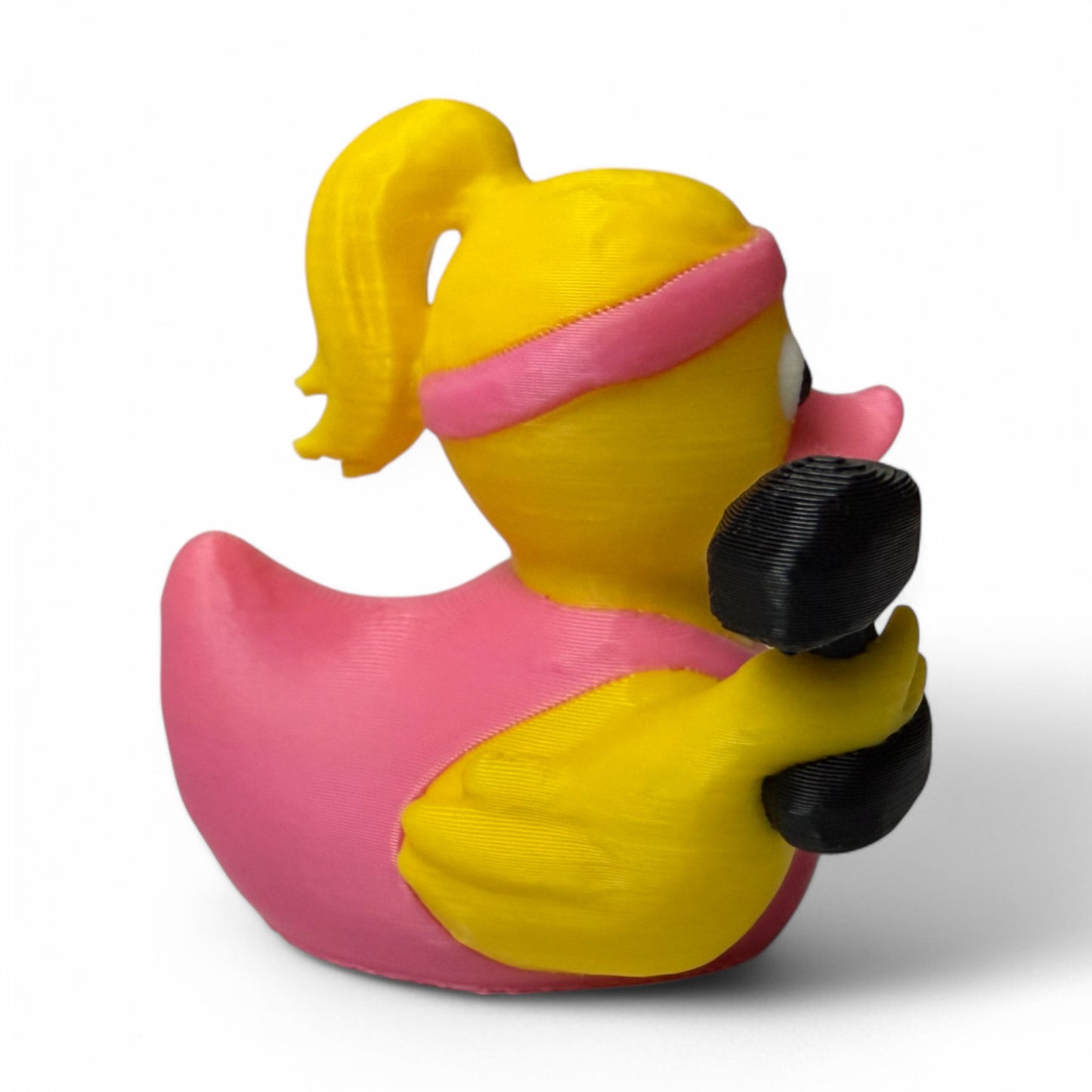 Gym Girl Duck – 3D-Printed Fitness Duck with Headband, Dumbbell & Sass 3D-Printed Duck - Jeep Accessory - Rubber Duck - Great for ducking