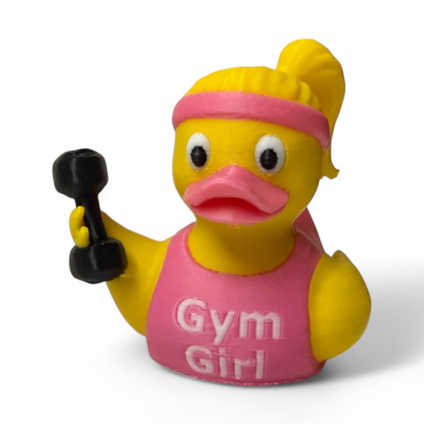 Gym Girl Duck – 3D-Printed Fitness Duck with Headband, Dumbbell & Sass 3D-Printed Duck - Jeep Accessory - Rubber Duck - Great for ducking