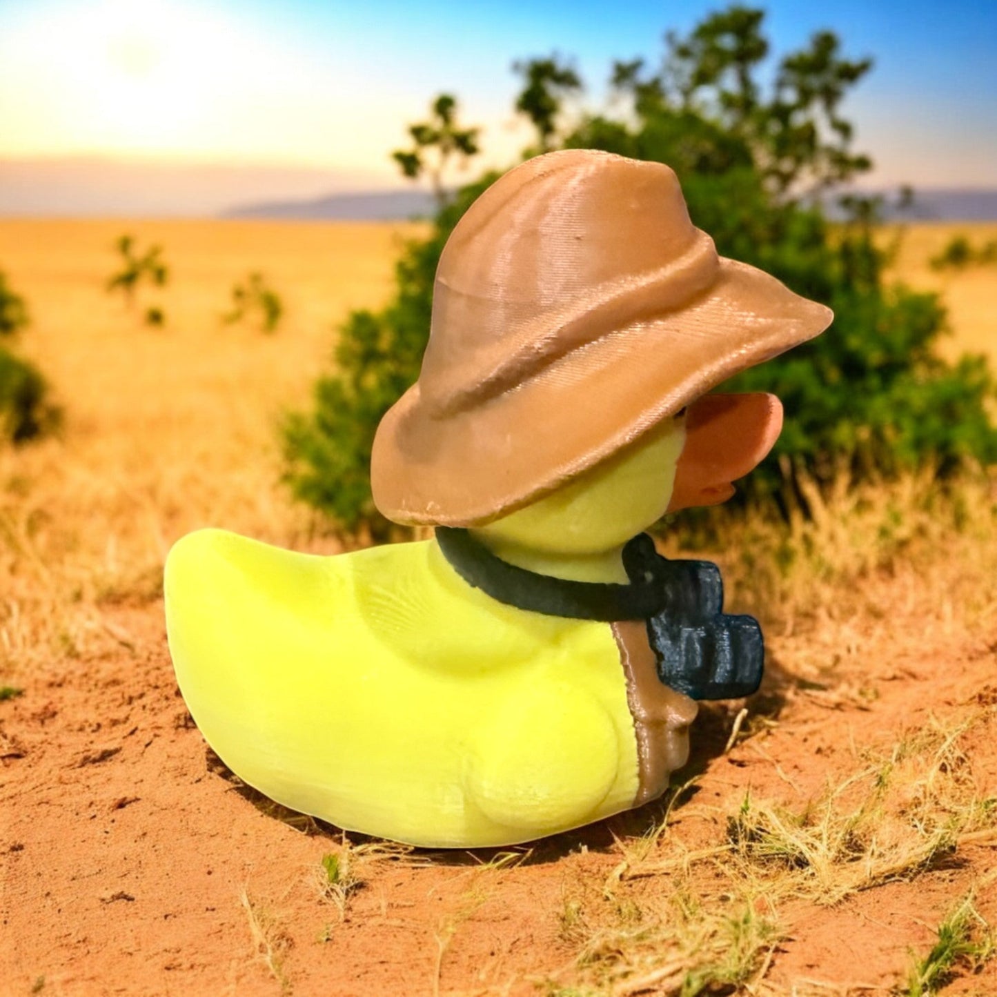 Safari Duck – 3D-Printed Duck Dressed for Adventure with Binoculars & Jungle Hat 3D-Printed Duck - Jeep Accessory - Rubber Duck - Great for ducking