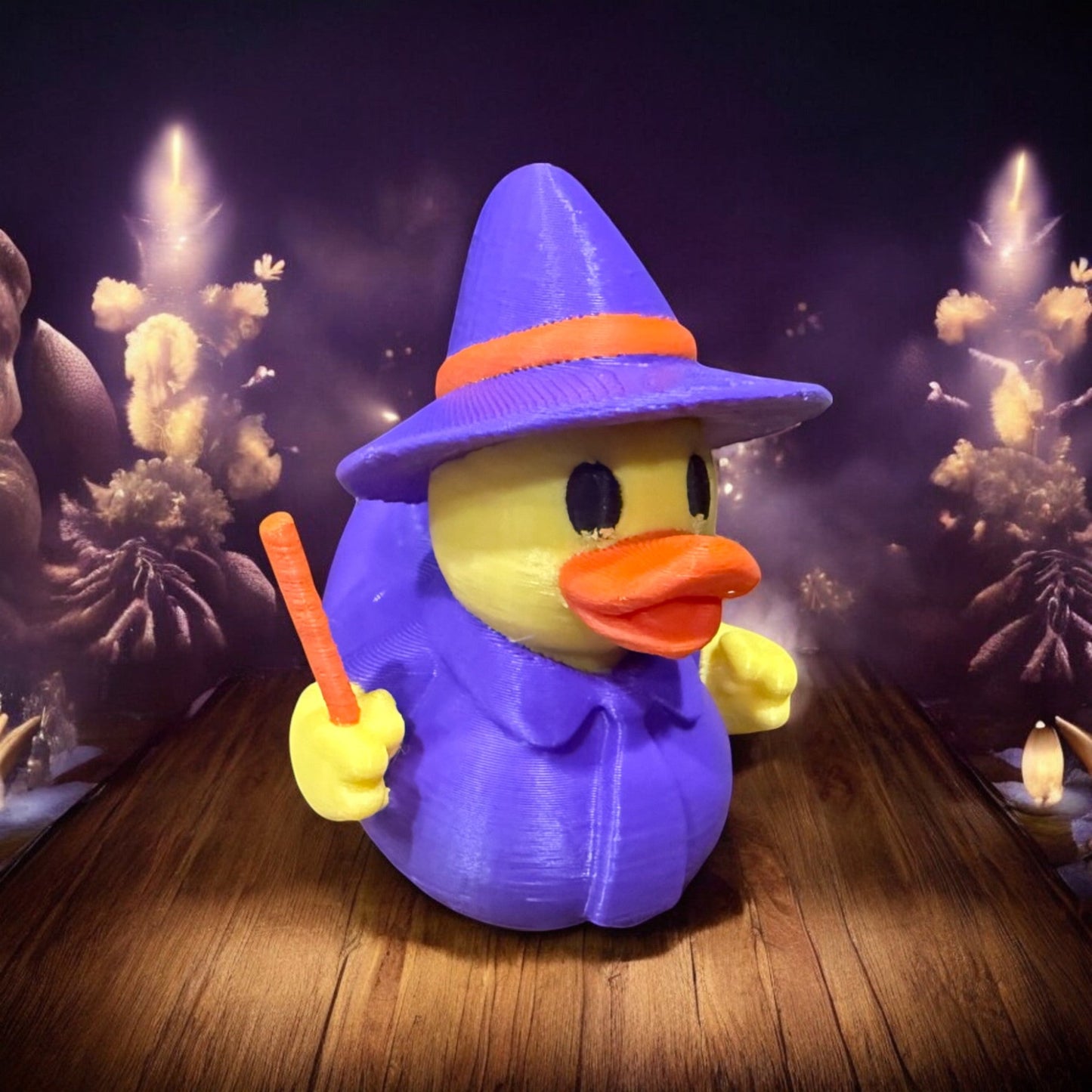 Wizard Duck – 3D-Printed Duck with Magical Staff, Starry Robe & Beard of Wisdom 3D-Printed Duck - Jeep Accessory - Rubber Duck - Great for ducking