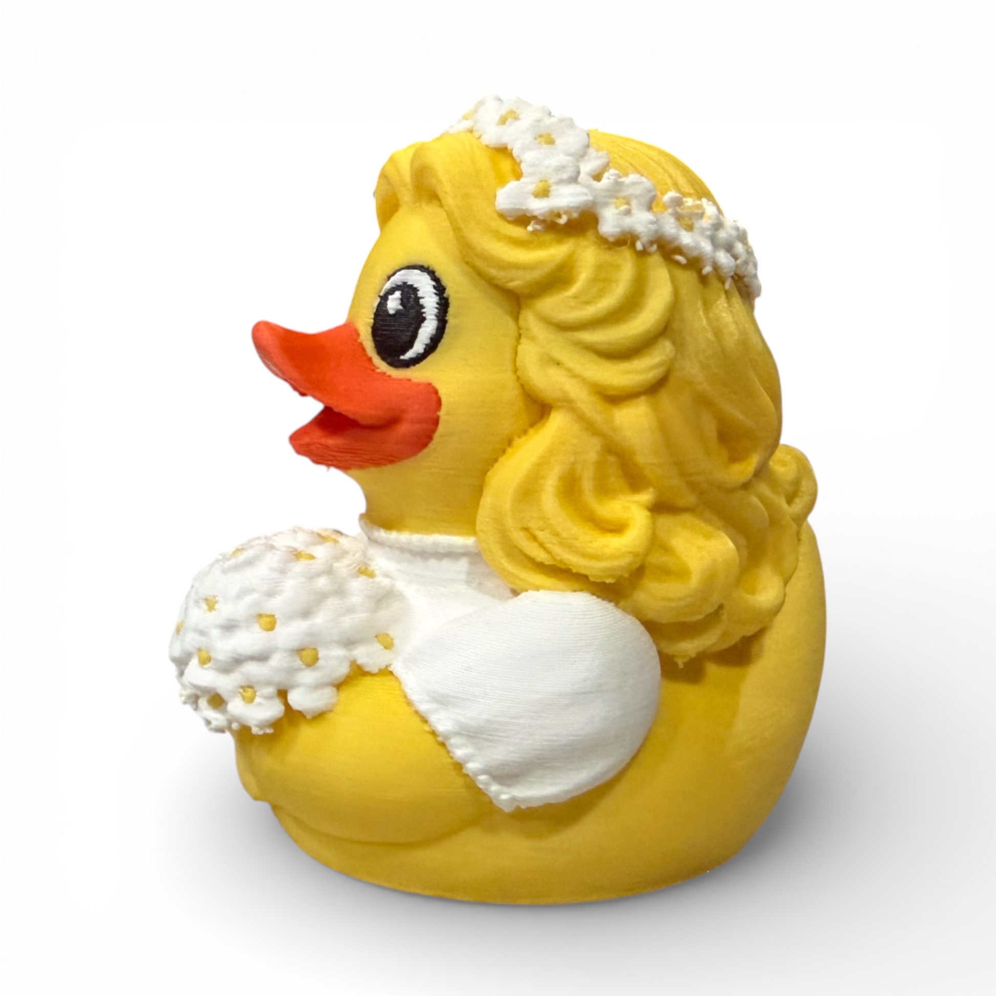 Bride Duck 3D Printed White PLA Based Duck for Wedding Adventures - 3D Printed 3D-Printed Duck - Jeep Accessory - Rubber Duck - Great for ducking