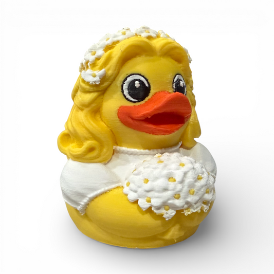 Bride Duck 3D Printed White PLA Based Duck for Wedding Adventures - 3D Printed 3D-Printed Duck - Jeep Accessory - Rubber Duck - Great for ducking