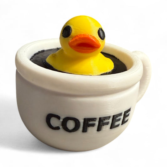Coffee Duck – Cute Caffeine Gift for Coffee Lovers & Car Dashboard Fun 3D-Printed Duck - Jeep Accessory - Rubber Duck - Great for ducking