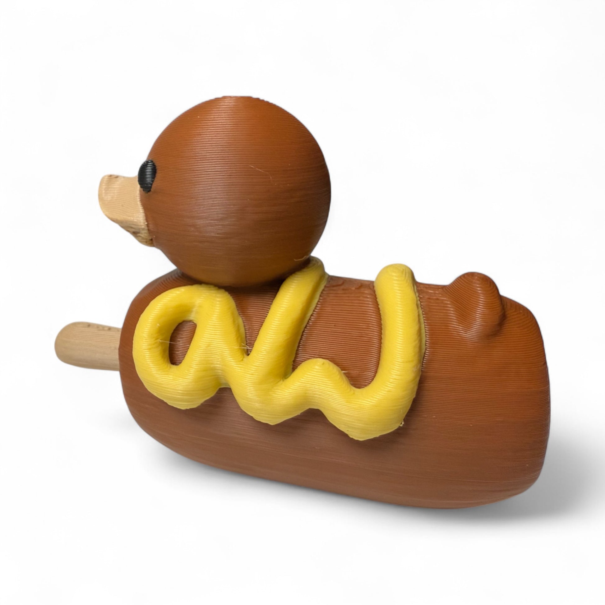 Corn Dog Duck – Funny Fair Food Duck with Toppings and Mustard Swirls | Gag Gift - Vehicle Dashboard 3D-Printed Duck - Jeep Accessory - Rubber Duck - Great for ducking
