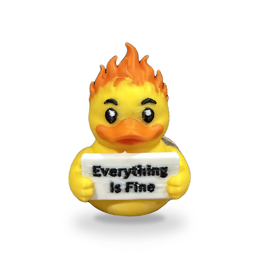 Everything Is Fine Duck - 3D Printed Collectible Desk and Dashboard Decor Gift 3D-Printed Duck - Jeep Accessory - Rubber Duck - Great for ducking