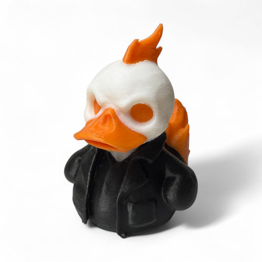 Flaming Skull Biker Duck – 3D-Printed Duck with Skull Fire and Attitude 3D-Printed Duck - Jeep Accessory - Rubber Duck - Great for ducking