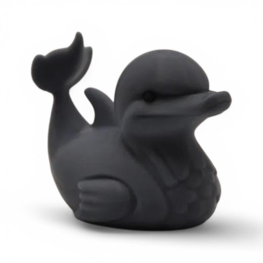 Gray Dolphin Duck – 3D-Printed Duck with Fin, Smile & Ocean-Inspired Charm 3D-Printed Duck - Jeep Accessory - Rubber Duck - Great for ducking