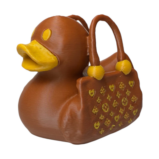 Luxury Purse Duck – 3D-Printed Duck with Chic Handbag-Inspired Style 3D-Printed Duck - Jeep Accessory - Rubber Duck - Great for ducking