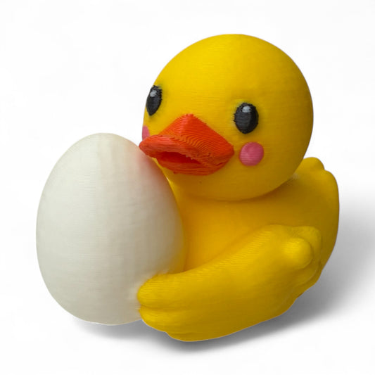 Mom Duck Holding an Egg – 3D-Printed Duck with Sweet Nesting Pose & Spring Energy 3D-Printed Duck - Jeep Accessory - Rubber Duck - Great for ducking