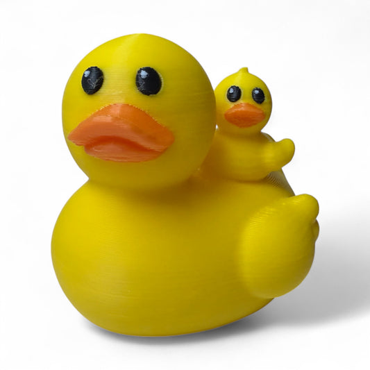 Mom Duck with Baby – 3D-Printed Duck Duo with Baby Riding on Her Back 3D-Printed Duck - Jeep Accessory - Rubber Duck - Great for ducking
