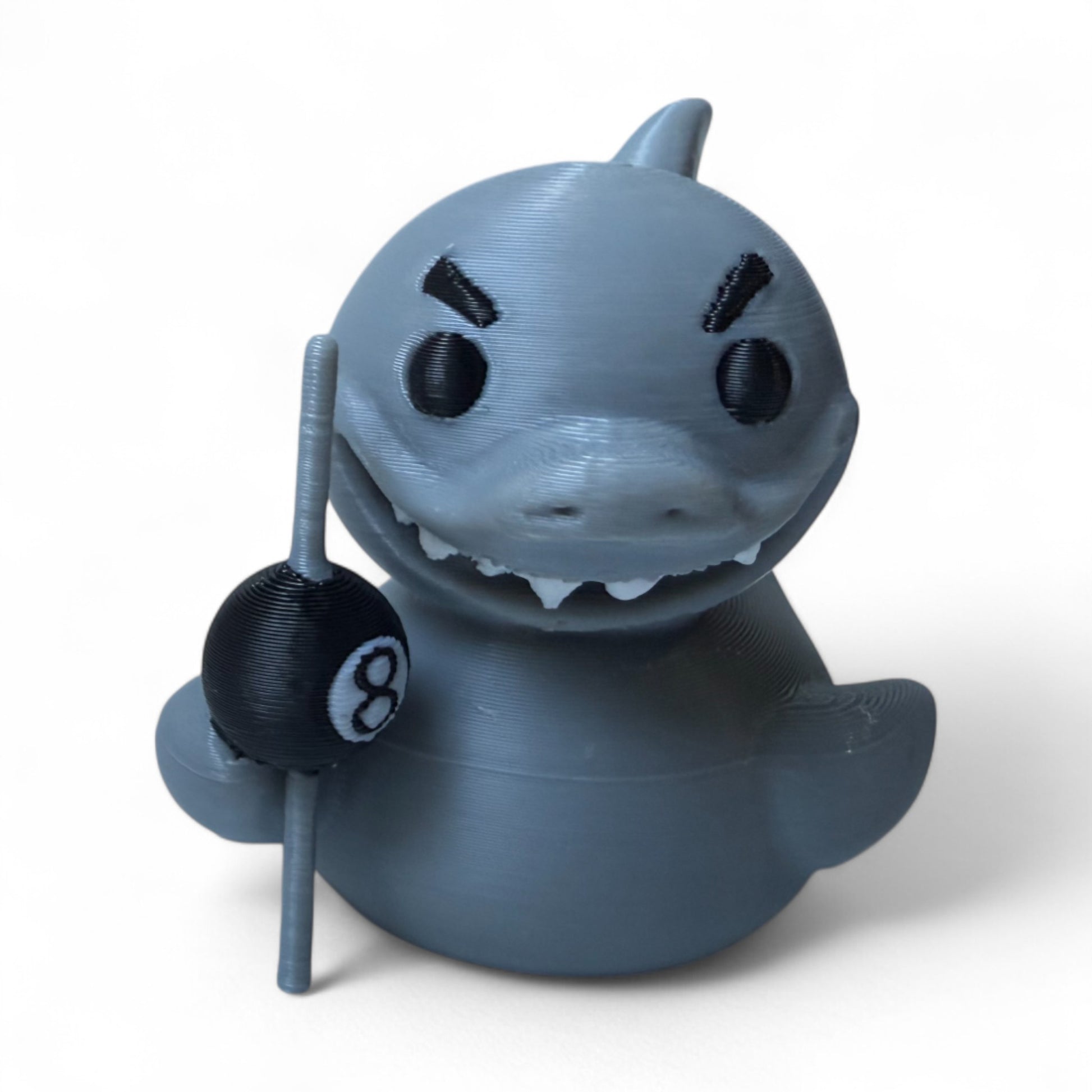 Pool Shark Duck – 3D-Printed Duck with Cue Stick, Eight Ball & Billiards Style 3D-Printed Duck - Jeep Accessory - Rubber Duck - Great for ducking