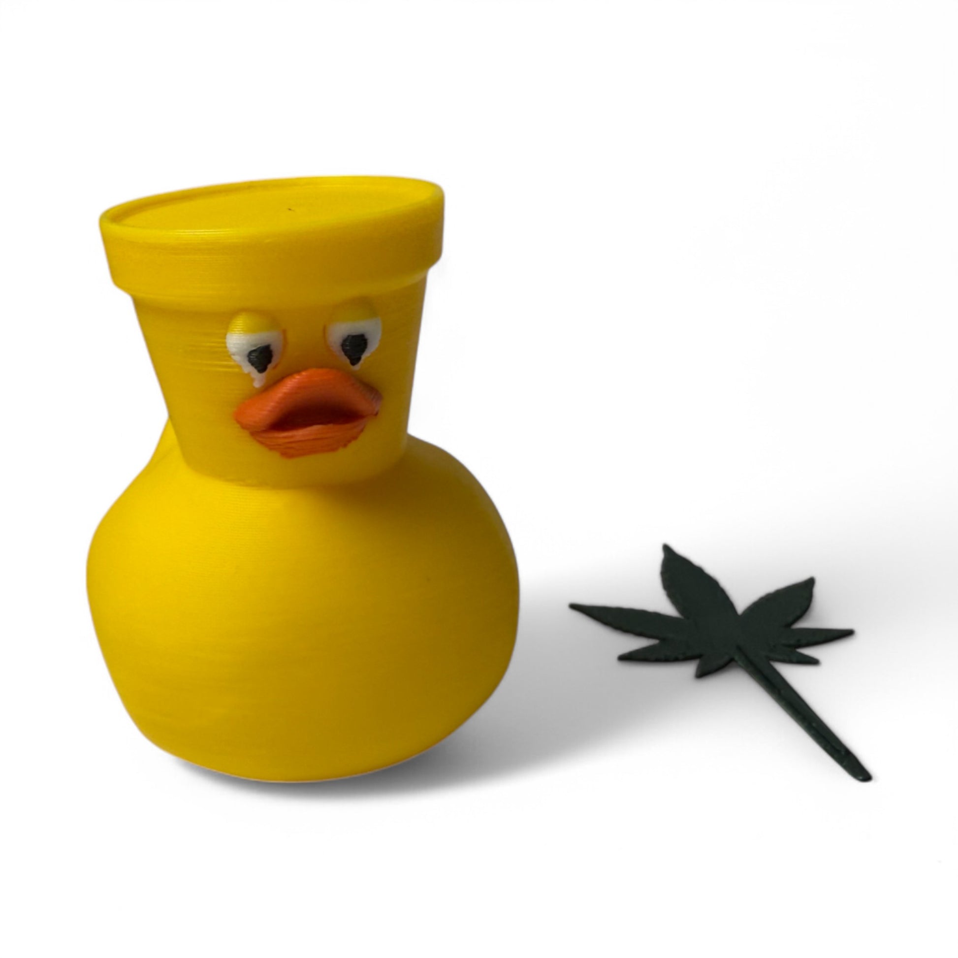 Pothead Duck – 3D-Printed Duck with Flower Pot & Marijuana Plant Head 3D-Printed Duck - Jeep Accessory - Rubber Duck - Great for ducking