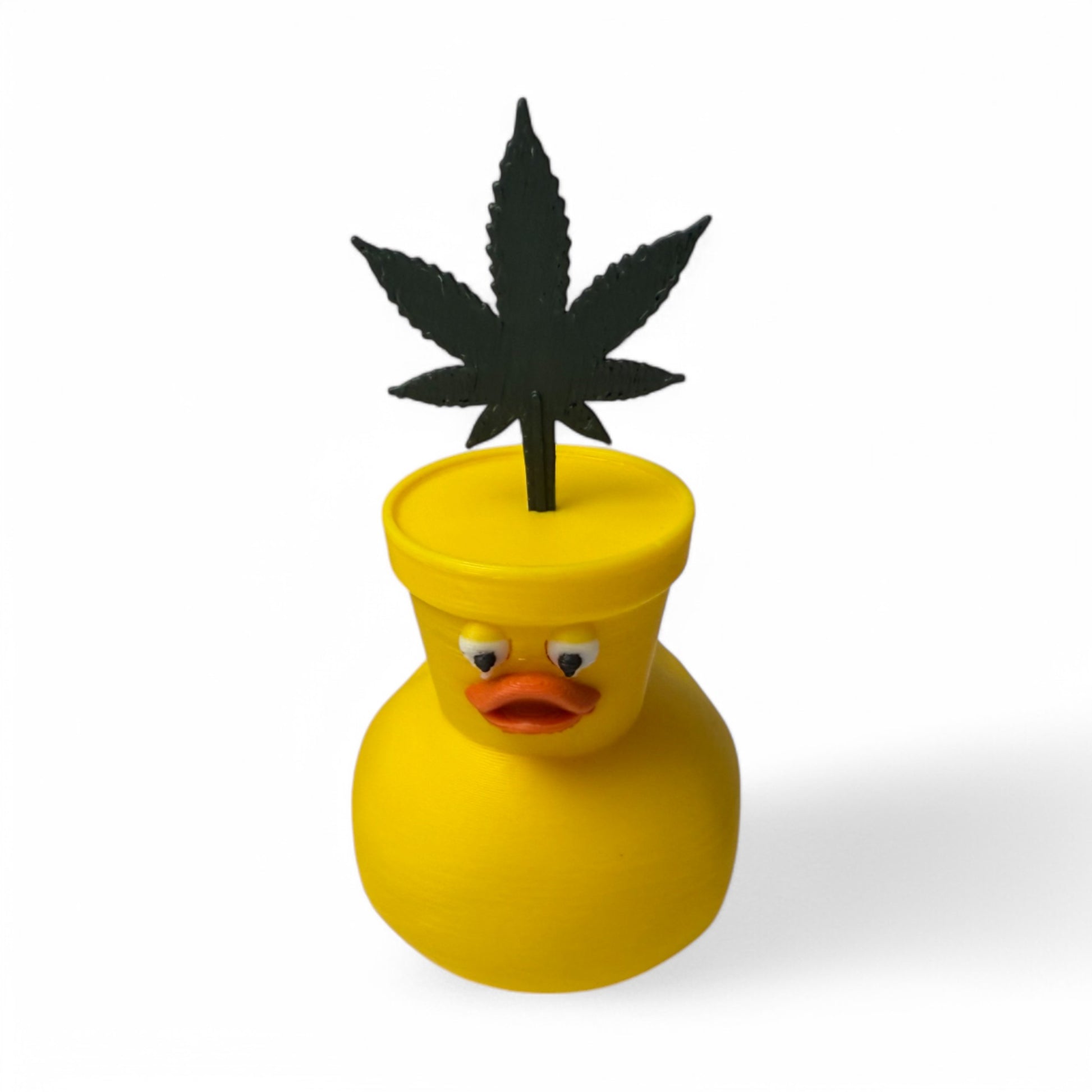 Pothead Duck – 3D-Printed Duck with Flower Pot & Marijuana Plant Head 3D-Printed Duck - Jeep Accessory - Rubber Duck - Great for ducking