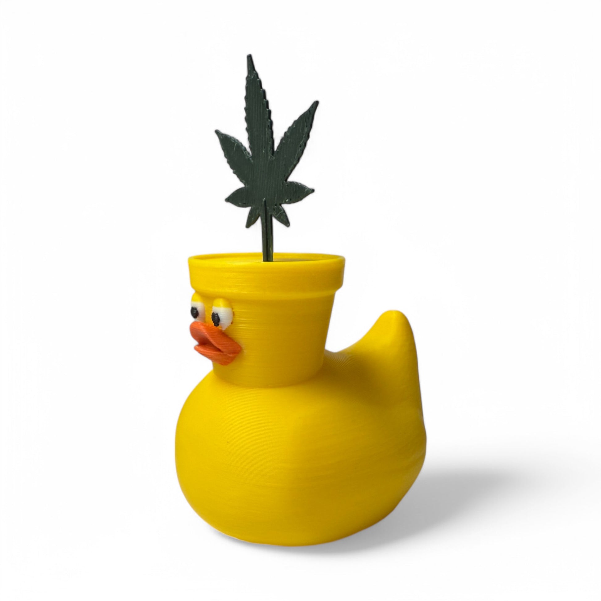 Pothead Duck – 3D-Printed Duck with Flower Pot & Marijuana Plant Head 3D-Printed Duck - Jeep Accessory - Rubber Duck - Great for ducking