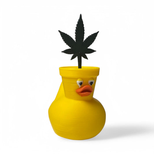 Pothead Duck – 3D-Printed Duck with Flower Pot & Marijuana Plant Head 3D-Printed Duck - Jeep Accessory - Rubber Duck - Great for ducking