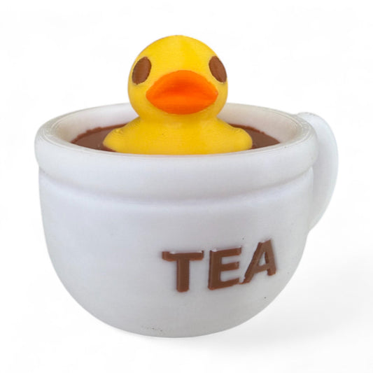 Tea Cup Duck – Floating Duck Collectible for Tea Lovers | Duck in a Cup 3D-Printed Duck - Jeep Accessory - Rubber Duck - Great for ducking