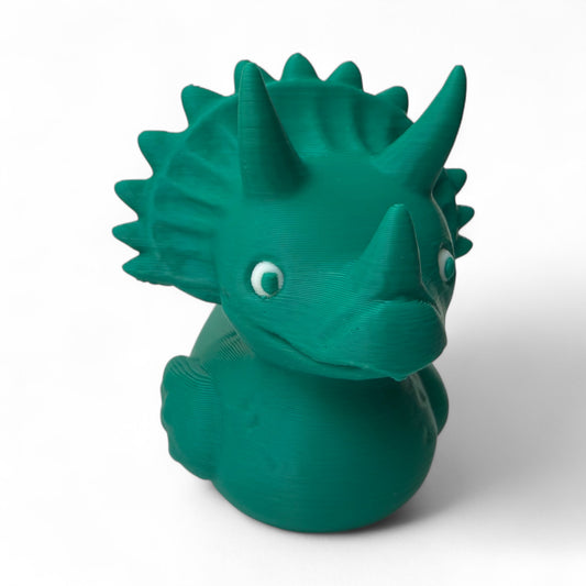 Terry the Triceratops Duck – 3D-Printed Dinosaur Duck with Horns & Prehistoric Power 3D-Printed Duck - Jeep Accessory - Rubber Duck - Great for ducking