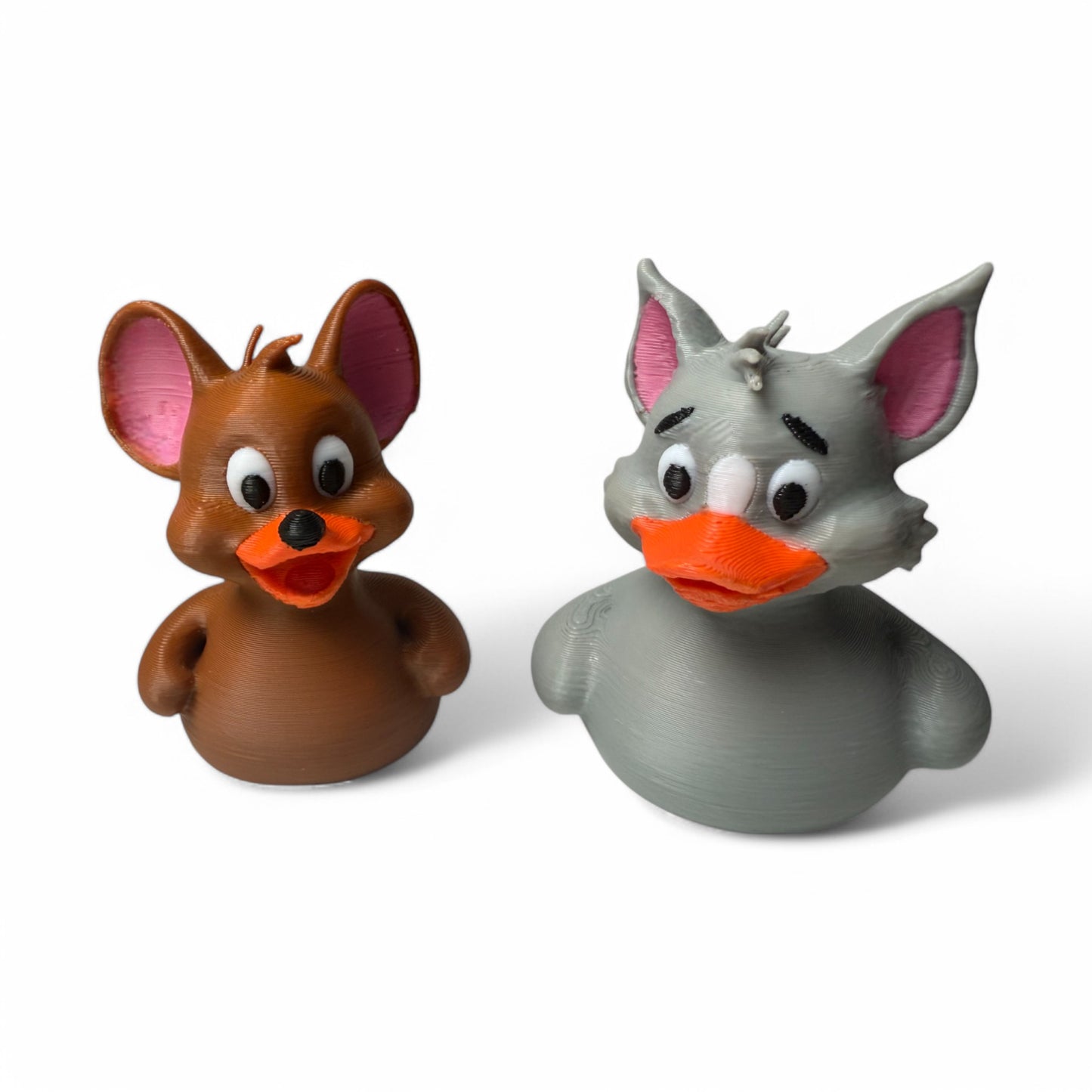 Tom & Jerry-Inspired Ducks – 3D-Printed Cartoon Cat & Mouse Duck Duo for Classic Animation Fans 3D-Printed Duck - Jeep Accessory - Rubber Duck - Great for ducking